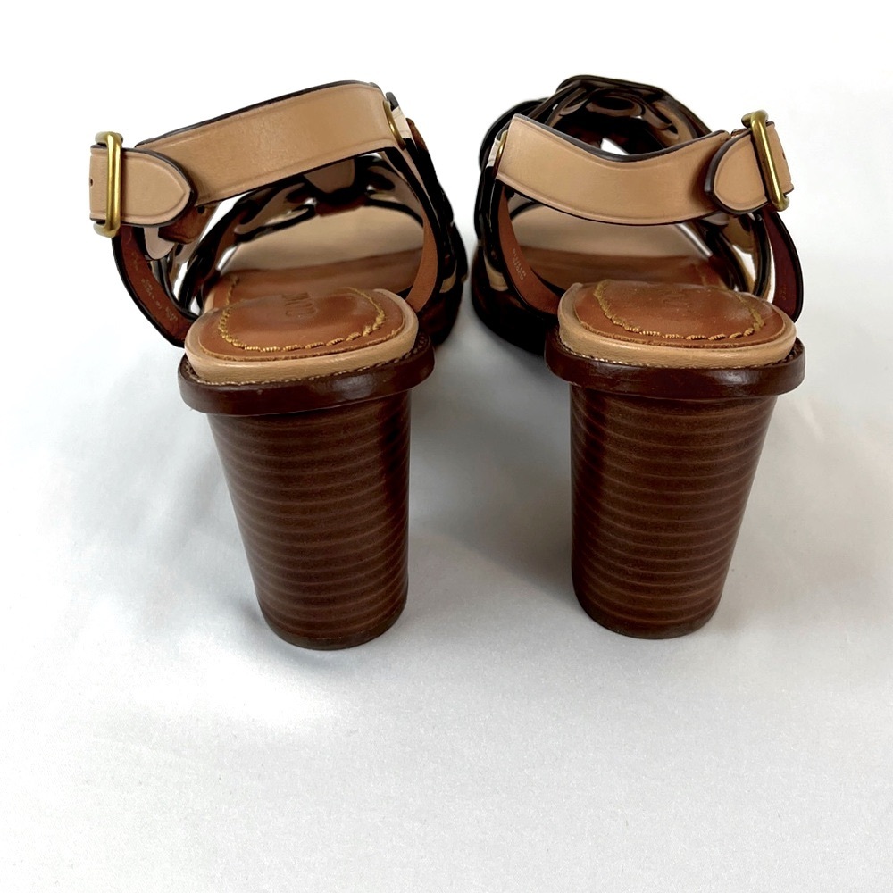 Coach Mid Heel Sandal Links Size 6.5 white Nude Brown Tones - Picture 3 of 15
